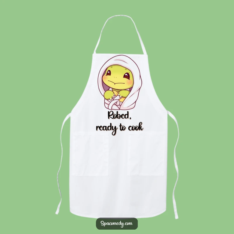 Funny Shy Turtle Spa Apron - Peeking Character, Humorous Gift for Quiet Cooks