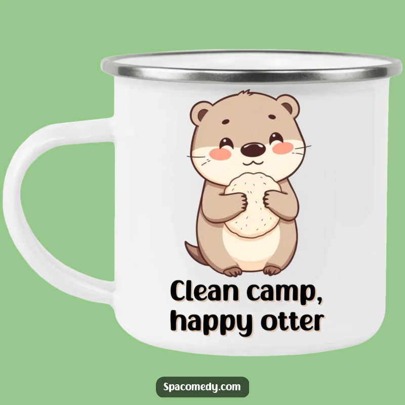 Funny Otter Loofah Camping Mug - Cute Cleaning Character, Humorous Outdoor Gift for Campers