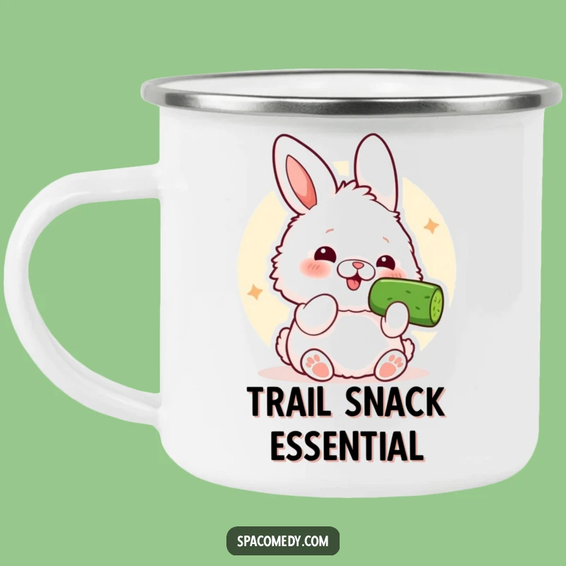 Funny Kawaii Bunny Camping Mug: Comical Cucumber Sipping, An Adventurous Funny Gift