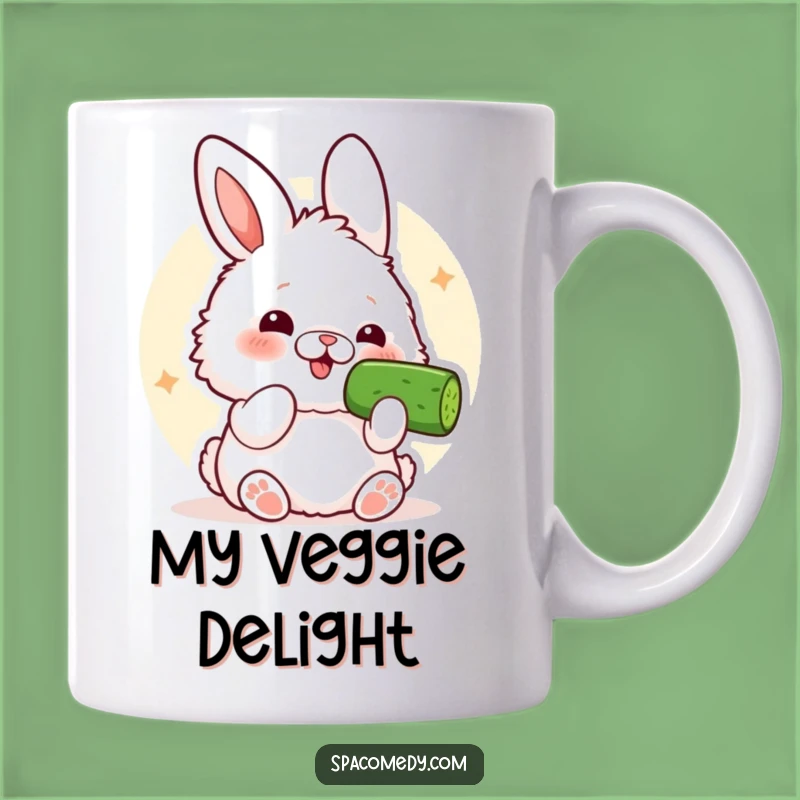 Funny Kawaii Bunny Mug: A Hilarious Cucumber Slice Treat, Perfect Funny Gift Idea
