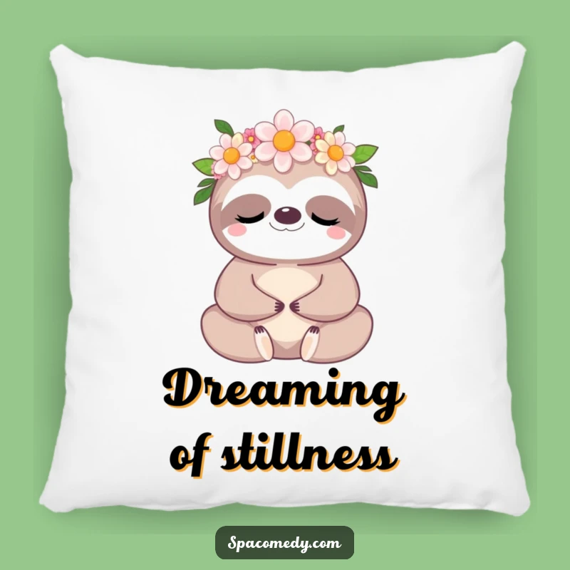 Funny Kawaii Sloth Pillow: Meditative Flower Sloth Comfort, Cozy Funny Gift Decor