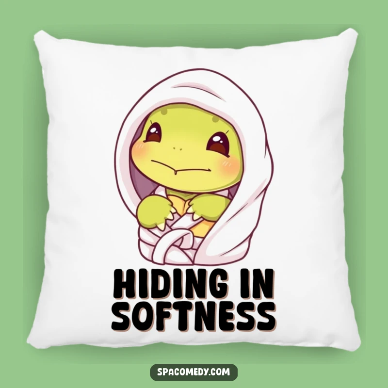 Funny Shy Turtle Spa Pillow - Cozy Peeking Character, Humorous Introvert Home Decor Gift