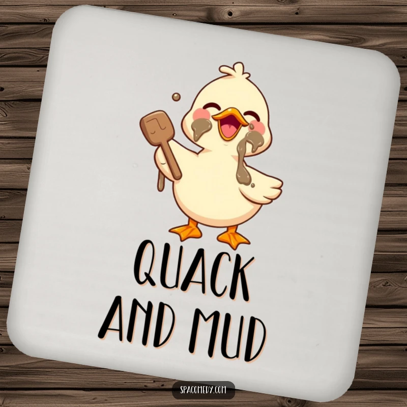 Funny Kawaii Duck Drink Coasters featuring a cute duck with a mud mask, ideal for protecting tables and adding spa humor.