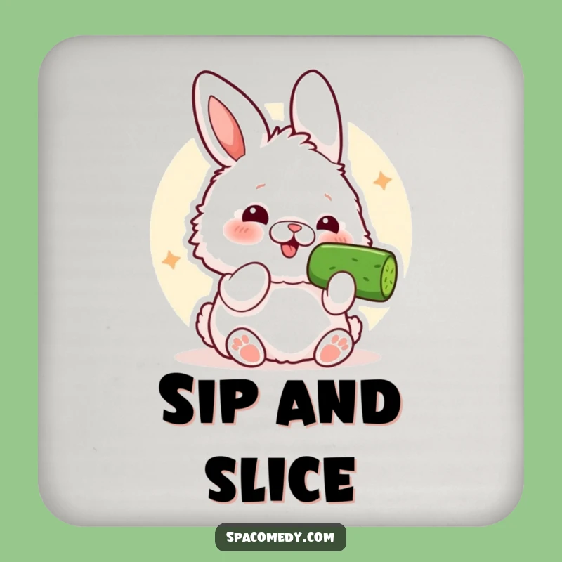 Funny Kawaii Bunny Coaster: Comical Cucumber Protection, Adorable Funny Gift Accessory