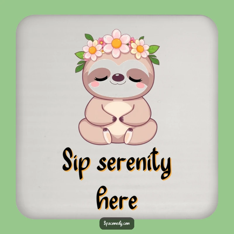 Funny Kawaii Sloth Coaster: Meditative Flower Sloth Guard, Chic Funny Gift Accessory