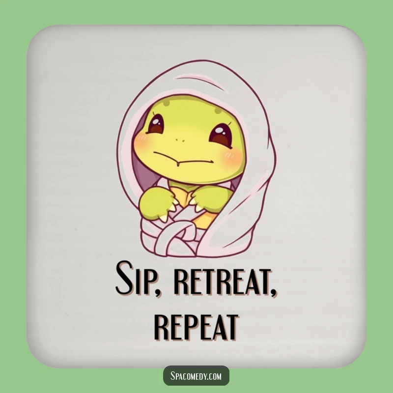 Funny Shy Turtle Spa Coaster - Peeking Protector, Humorous Gift for Quiet Tables