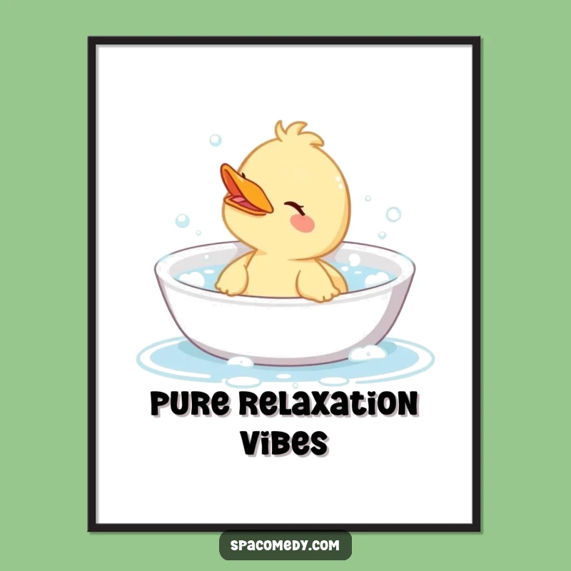 Funny Duck Bath Poster - Whimsical Art for a Relaxing Home Oasis