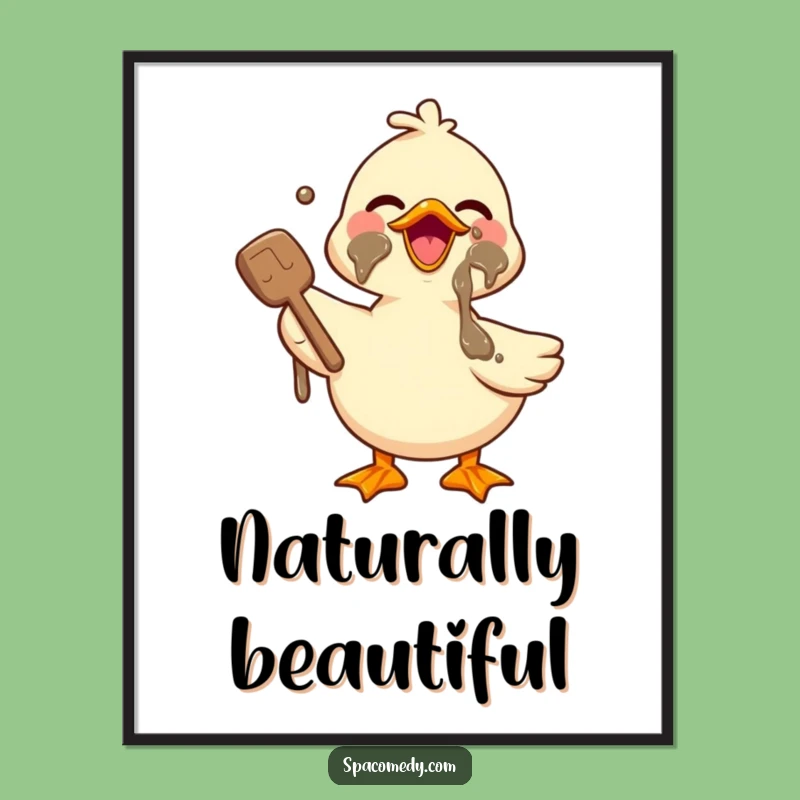 Funny Duck Mud Mask Poster: Joyful Spa Art for Whimsical Decor & Gift