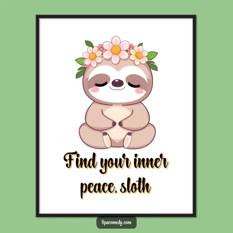 Zen Free Printable Wall Art: Kawaii Sloth Meditation, Downloadable Art Gift