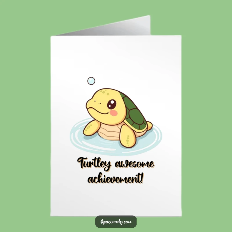 Happy Free Printable Congrats Card: Kawaii Turtle Bath Time, Downloadable Gift