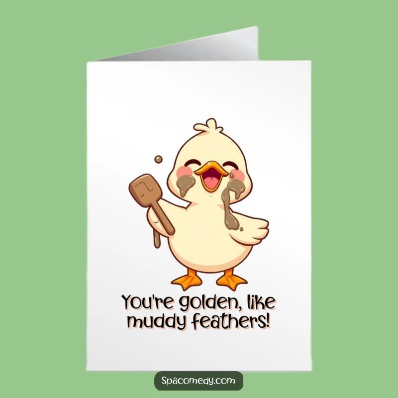 Free Printable Congrats Card: Funny Kawaii Duck Mud, Spa Day Downloadable