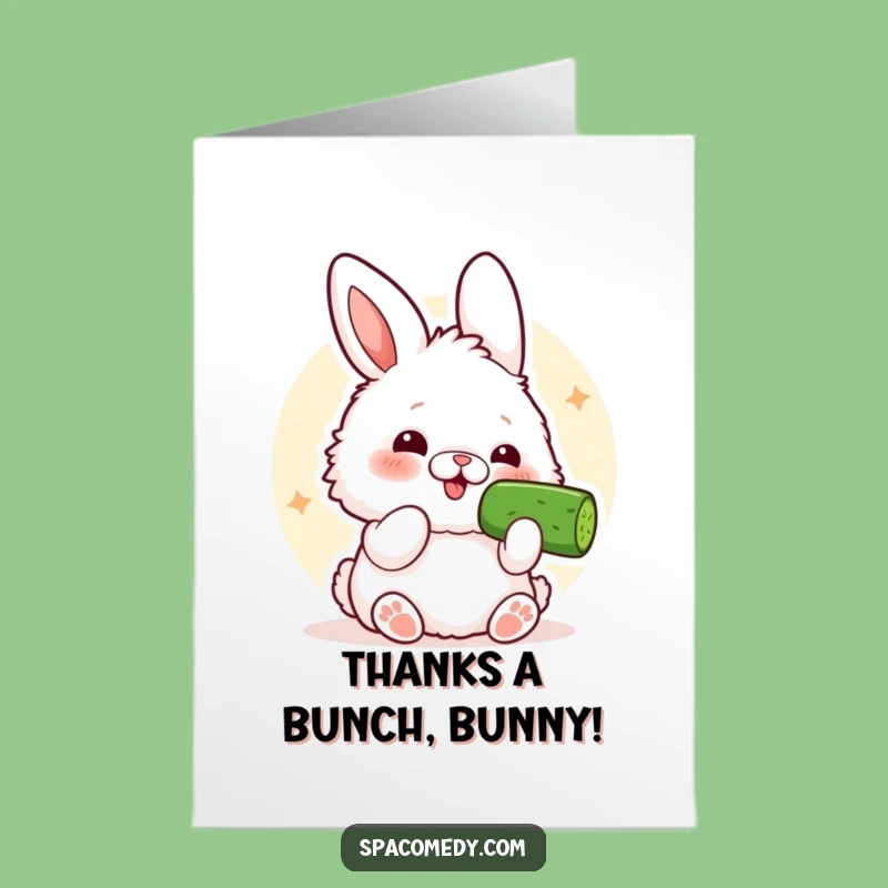 Free Printable Thank You Card: Funny Kawaii Bunny Cucumber Gratitude, Downloadable Gift