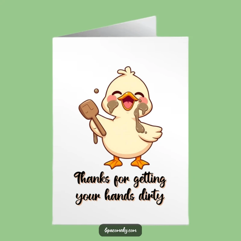 Free Printable Thank You Card: Funny Kawaii Duck Mud, Gratitude Downloadable