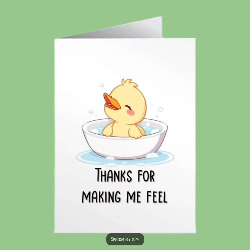 Free Printable Thank You Card: Relaxing Duck, Soaking Up Thanks Downloadable Gift