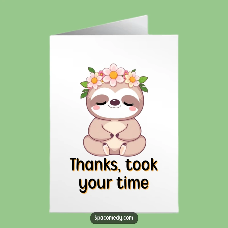 Zen Free Printable Thank You Card: Kawaii Sloth Meditation, Downloadable Peaceful Gift