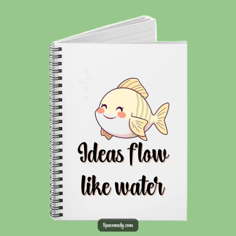 Funny Smiling Fish Notebook - Spa Steam Mist Journal, Humorous Gift for Creative Fish Fans