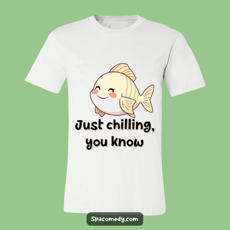 Funny Smiling Fish T-Shirt - Blissful Steam Mist Character, Humorous Aquatic Apparel Gift