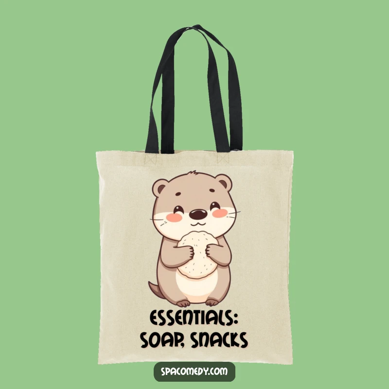 Funny Otter Loofah Tote Bag - Cute Cleaning Character, Humorous Gift for Bath Essentials